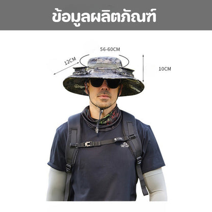หมวกกันแดด, หมวกทรงถังพร้อมพัดลมในตัว, หมวกพัดลม - 图片1