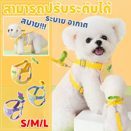 ชุดสายจูงและปลอกคอสำหรับสัตว์เลี้ยง ปรับได้ สวมใส่สบาย และระบายอากาศได้ดี - 主图