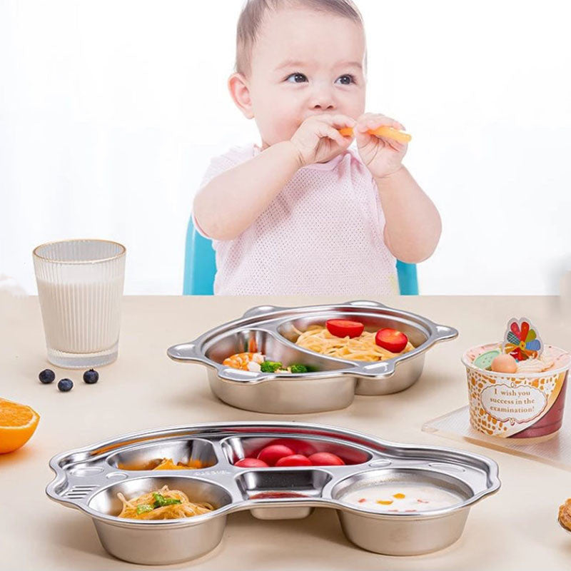 จานอาหารสแตนเลสสำหรับเด็ก พร้อมภาชนะใส่อาหาร 4/5 ช่อง - 图片2