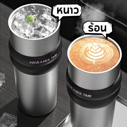 Mladen 710ML ถ้วยเก็บความร้อน 316 สแตนเลส ทั้งร้อนและเย็น รักษาอุณหภูมิ ถ้วยน้ำแข็ง