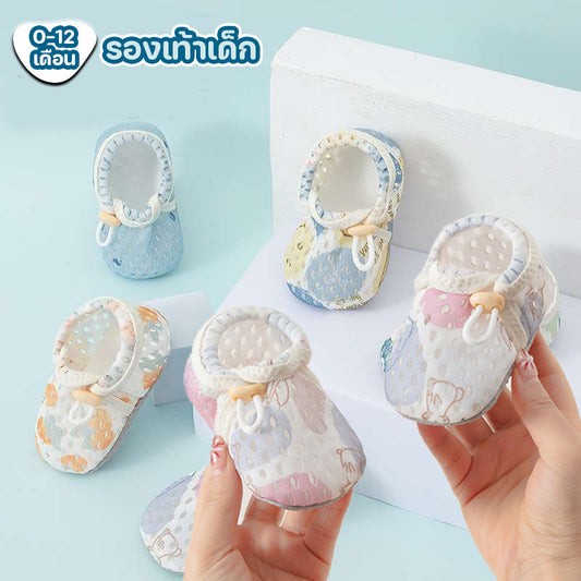 รองเท้าเด็กแรกเกิด 0-12 เดือน ฤดูร้อน ผ้าmeshระบายอากาศ กันลื่น นุ่มสบาย