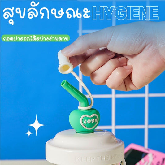 580mlแก้วน้ำพลาสติกแก้วกาแฟ สําหรับผู้หญิง แก้ว ความจุใหญ่ พร้อมฝาปิด พกพาง่าย