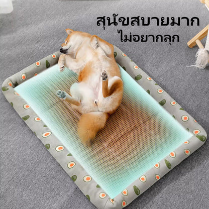 ที่นอนสัตว์เลี้ยง เสื่อหวายระบายอากาศ ที่นอนแมวเย็น S/M/L
