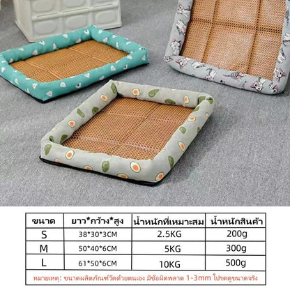 ที่นอนสัตว์เลี้ยง เสื่อหวายระบายอากาศ ที่นอนแมวเย็น S/M/L