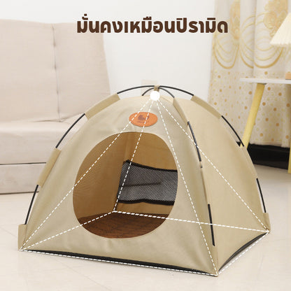 หลุมนอนแมว เบาะแมว บ้านแมวกระโจม ป้องกันความชื้นที่ด้านล่าง พับเก็บได้ สดชื่นและระบายอากาศ กระโจมแมว