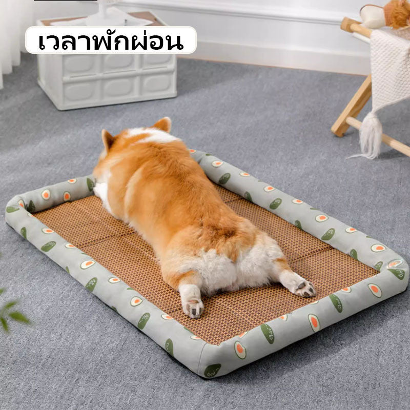 ที่นอนสัตว์เลี้ยง เสื่อหวายระบายอากาศ ที่นอนแมวเย็น S/M/L