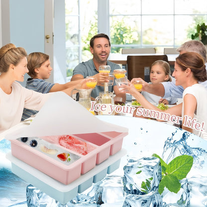 กล่องน้ำแข็ง ถาดทำน้ำแข็ง ถาดแม่พิมพ์ซิลิโคน 4/6ช่อง พร้อมฝาปิด แผลิตจากซิลิโคน