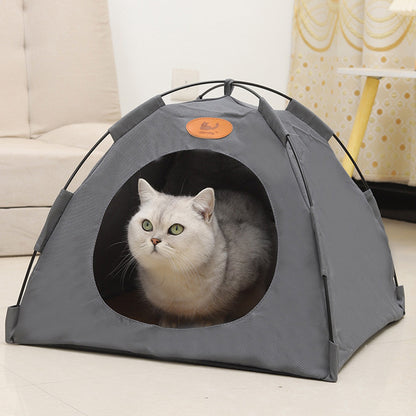 หลุมนอนแมว เบาะแมว บ้านแมวกระโจม ป้องกันความชื้นที่ด้านล่าง พับเก็บได้ สดชื่นและระบายอากาศ กระโจมแมว