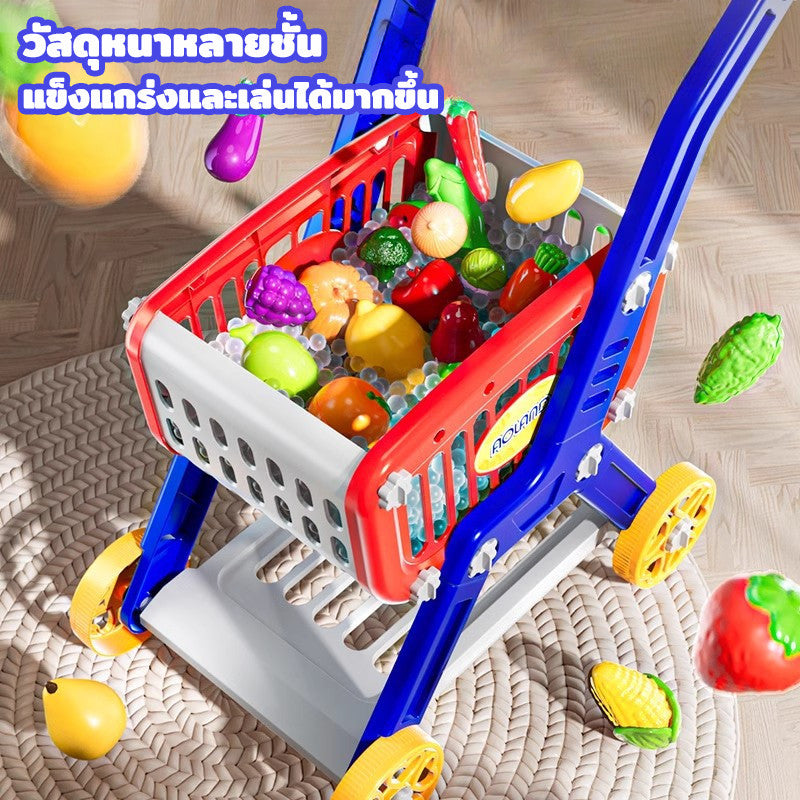 ของเล่นรถเข็นช้อปปิ้ง รถเข็นซุปเปอร์มาร์เก็ต รถเข็นผลไม้ ของปลอดภัยและทนทาน ของเล่นเด็ก
