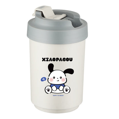 ถ้วยกาแฟพลาสติก 400ML ถ้วยดื่มคู่ที่เรียบง่าย แก้วน้ำเป็ดสีเหลืองขนาดเล็ก วัสดุ PP