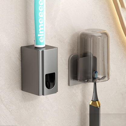 ที่วางแปรงสีฟัน แบบติดผนัง ไม่ต้องเจาะรู ที่บีบยาสีฟันอัตโนมัติ ชุดเก็บถ้วยแปรงฟัน