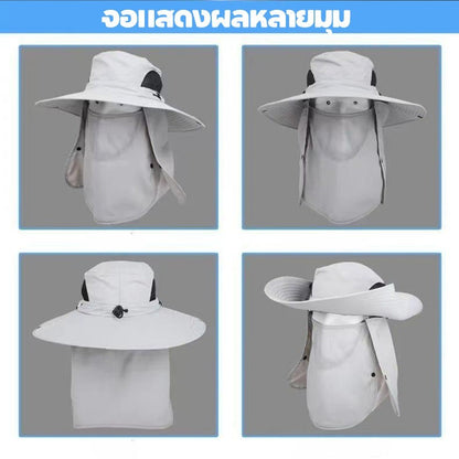 หมวกปีกกว้างกันแดด หมวกเดินป่าแบบพับได้ ป้องกันรังสียูวี UPF50+