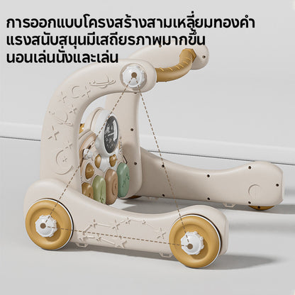 เพลยิมเด็ก4in1 เพลยิมโมบาย ลายการ์ตูนน่ารัก มีไฟ มีเสียงเพลง ที่นอนเด็กปรับเป็นรถหัดเดินได้