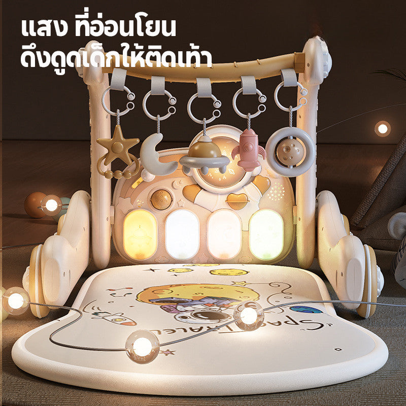 เพลยิมเด็ก4in1 เพลยิมโมบาย ลายการ์ตูนน่ารัก มีไฟ มีเสียงเพลง ที่นอนเด็กปรับเป็นรถหัดเดินได้