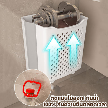 ตะกร้าใส่ผ้าพับได้ ทำจากหวาย มีตะขอเกี่ยวให้ฟรี ประหยัดพื้นที่ จุของได้เยอะ