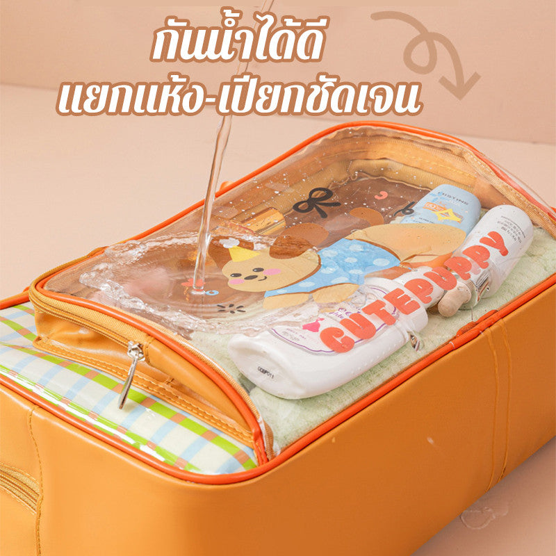 กระเป๋าว่ายน้ำ PVC กระเป๋ากันน้ำ ความจุใหญ่ กระเป๋าฟิตเนส แยกแห้งเปียก สไตล์น่ารัก สำหรับพกพาเล่นกีฬ