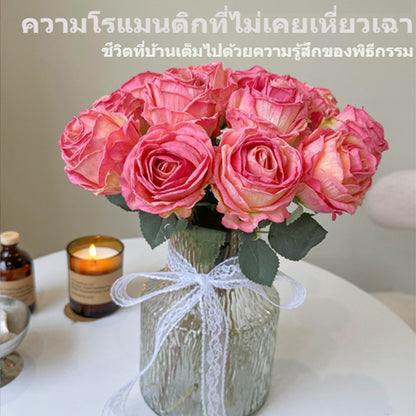 ดอกไม้ปลอม กุหลาบปลอม 8ชิ้น สําหรับตกแต่งบ้าน งานแต่งงาน ของขวัญวันวาเลนไทน์  ตกแต่งดอกไม้