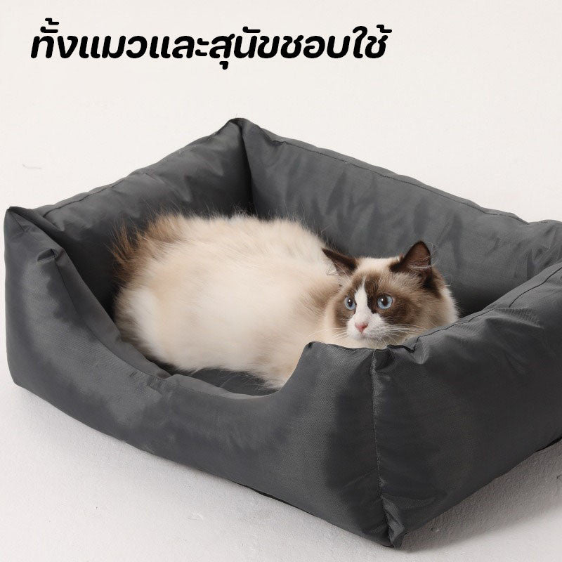 ที่นอนสัตว์เลี้ยง ทำจากผ้าอ็อกซ์ฟอร์ด กันน้ำและกันเชื้อรา นุ่มสบาย พร้อมที่ป้องกันคอ