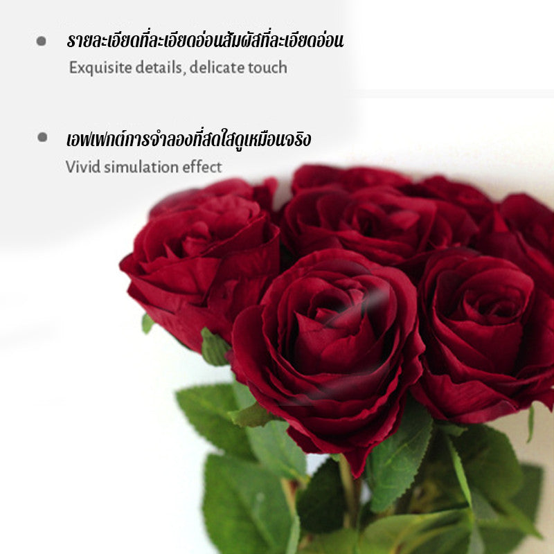 ดอกไม้ปลอม กุหลาบปลอม 8ชิ้น สําหรับตกแต่งบ้าน งานแต่งงาน ของขวัญวันวาเลนไทน์  ตกแต่งดอกไม้