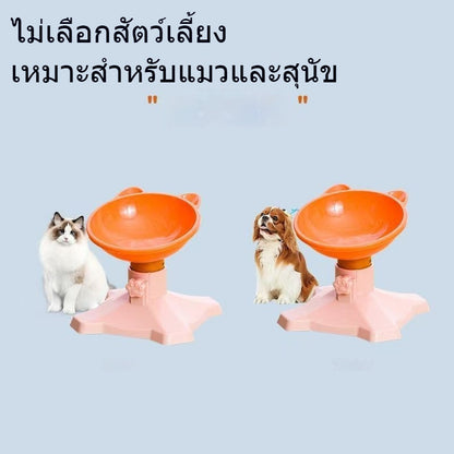 ชามอาหารสัตว์เลี้ยง ชามอาหารแมว ชามแมว หลักฐานทิป ฐานยกได้ มุมที่ปรับได้ สุนัขรูปร่างหูแมว
