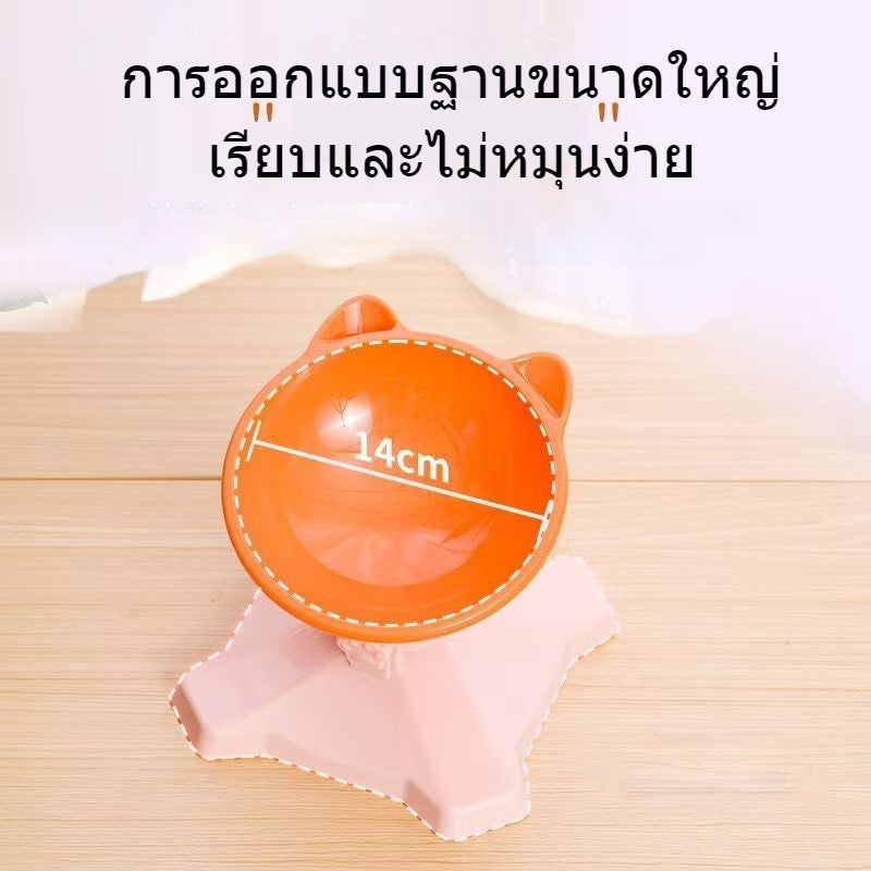 ชามอาหารสัตว์เลี้ยง ชามอาหารแมว ชามแมว หลักฐานทิป ฐานยกได้ มุมที่ปรับได้ สุนัขรูปร่างหูแมว