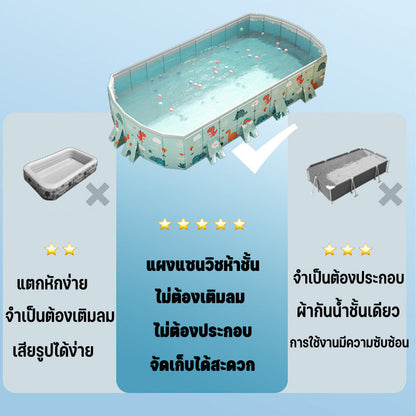 สระว่ายน้ำพับได้ สระน้ํา PVC 2ชั้น สระว่ายน้ำครอบครัว 3m/2.6/1.8 มีให้เลือกหลายขนาด วันสงกราะห์ หนา5ชั้น