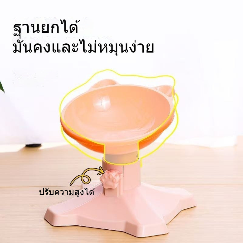 ชามอาหารสัตว์เลี้ยง ชามอาหารแมว ชามแมว หลักฐานทิป ฐานยกได้ มุมที่ปรับได้ สุนัขรูปร่างหูแมว
