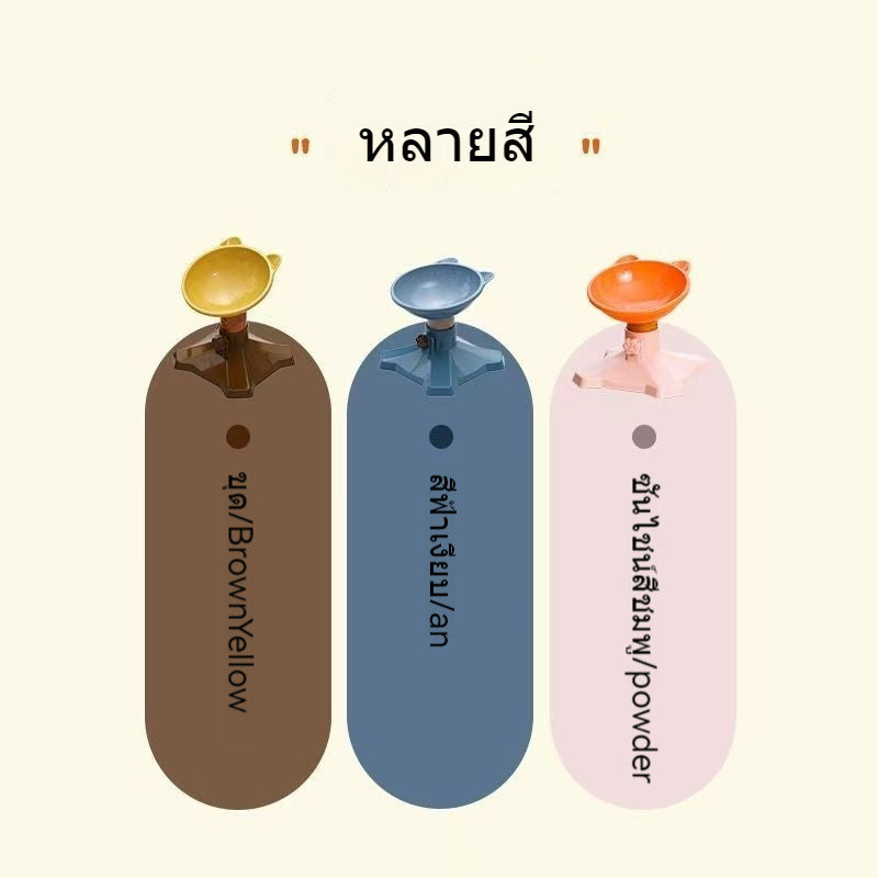 ชามอาหารสัตว์เลี้ยง ชามอาหารแมว ชามแมว หลักฐานทิป ฐานยกได้ มุมที่ปรับได้ สุนัขรูปร่างหูแมว