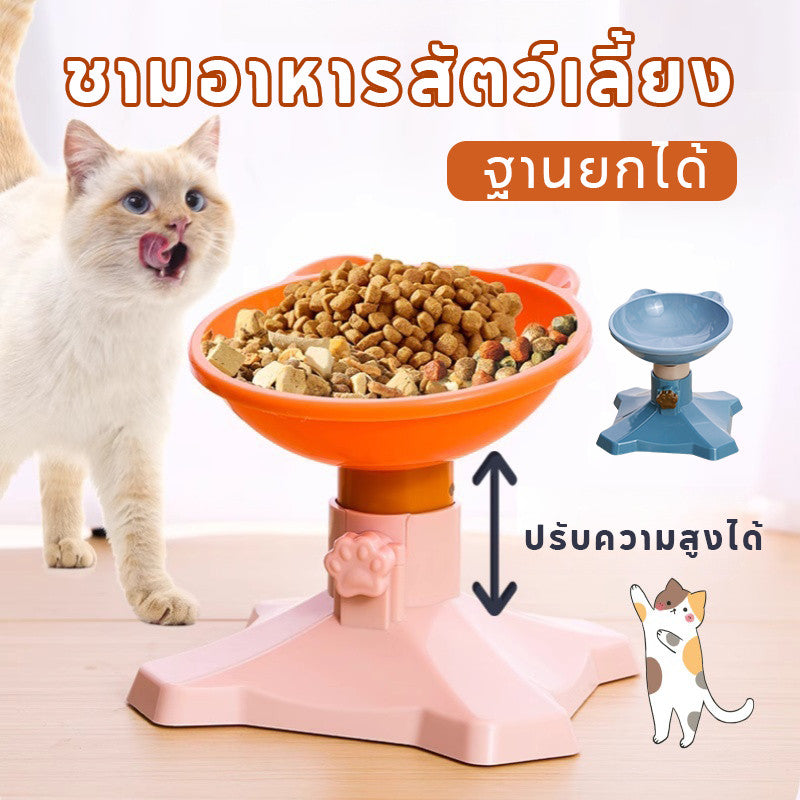 ชามอาหารสัตว์เลี้ยง ชามอาหารแมว ชามแมว หลักฐานทิป ฐานยกได้ มุมที่ปรับได้ สุนัขรูปร่างหูแมว