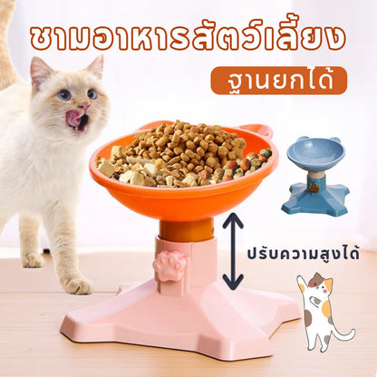 ชามอาหารสัตว์เลี้ยง ชามอาหารแมว ชามแมว หลักฐานทิป ฐานยกได้ มุมที่ปรับได้ สุนัขรูปร่างหูแมว