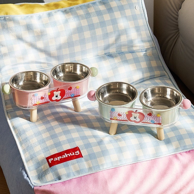 Pet Bowl, Stainless Steel, Double Layer, Cat Food Bowl, Cat Bowl, Removable, Elevated Double Pet Bowl
