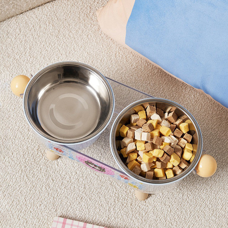 Pet Bowl, Stainless Steel, Double Layer, Cat Food Bowl, Cat Bowl, Removable, Elevated Double Pet Bowl