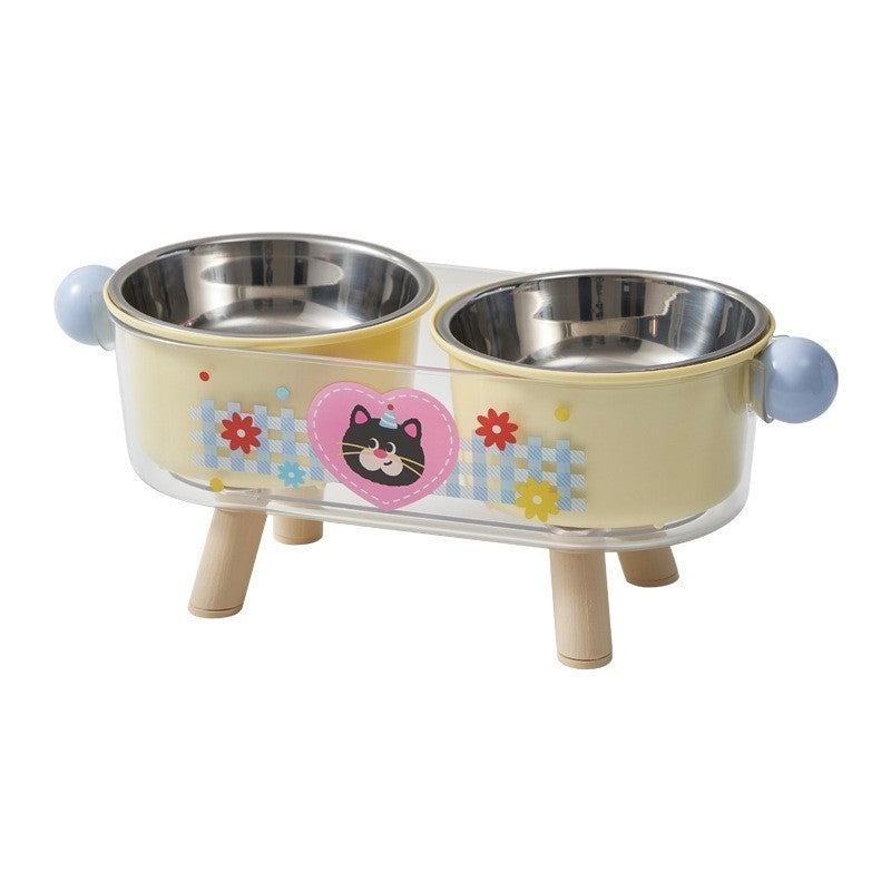 Pet Bowl, Stainless Steel, Double Layer, Cat Food Bowl, Cat Bowl, Removable, Elevated Double Pet Bowl