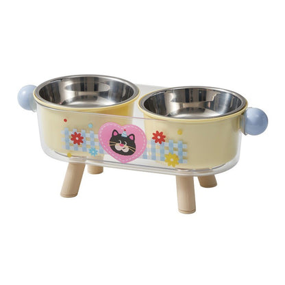 Pet Bowl, Stainless Steel, Double Layer, Cat Food Bowl, Cat Bowl, Removable, Elevated Double Pet Bowl