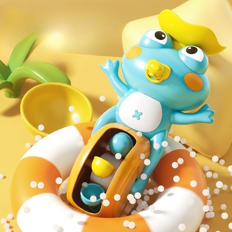 婴儿洗澡玩具：旋转青蛙形水车，儿童戏水玩具。