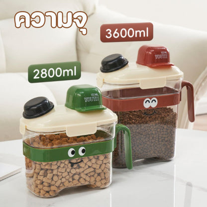 Pet Food Container, Cat Food Dispenser, Vacuum Storage Box, Dry Food Storage, Moisture-proof, with Measuring Cup