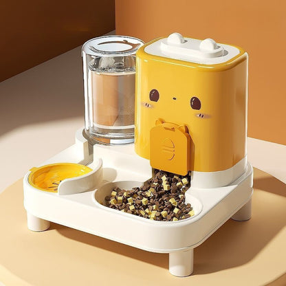 Automatic cat feeder, cat water dispenser, 2-in-1 cat food bowl, cat food container, cat water container, elevated