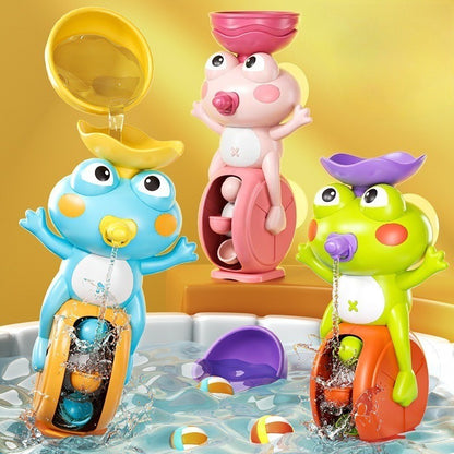 婴儿洗澡玩具：旋转青蛙形水车，儿童戏水玩具。
