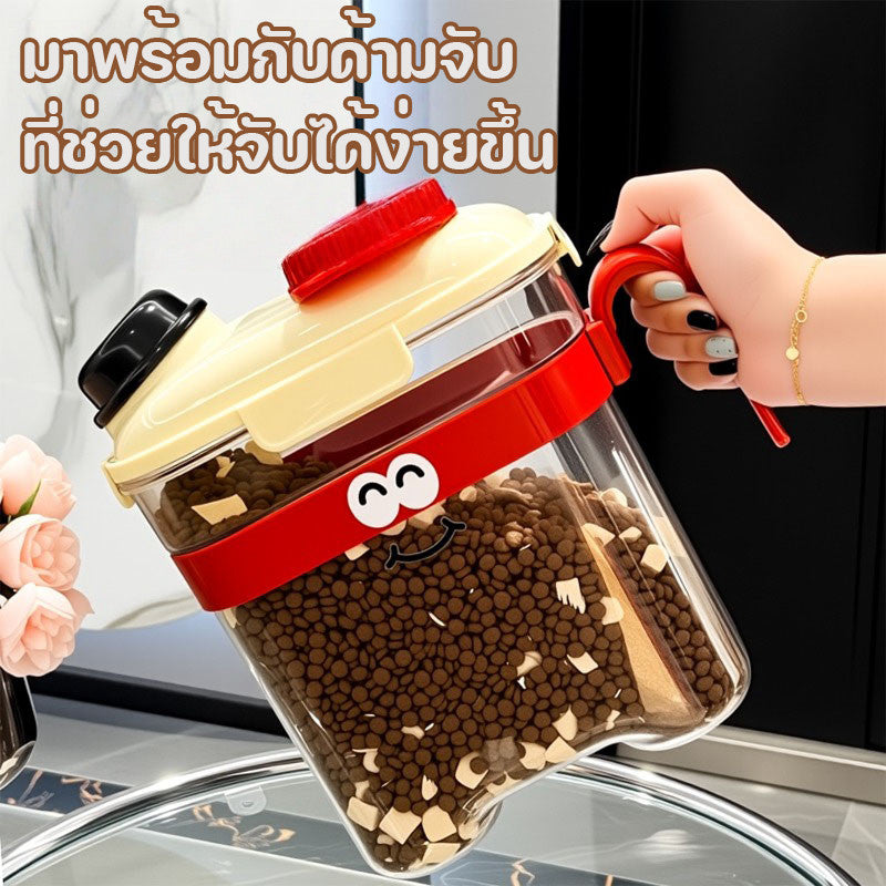 Pet Food Container, Cat Food Dispenser, Vacuum Storage Box, Dry Food Storage, Moisture-proof, with Measuring Cup