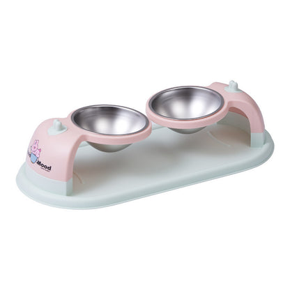 Dopamine Cat Bowl with 2 Compartments, Stainless Steel, Non-slip Base, Easy to Clean