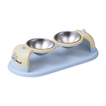 Dopamine Cat Bowl with 2 Compartments, Stainless Steel, Non-slip Base, Easy to Clean