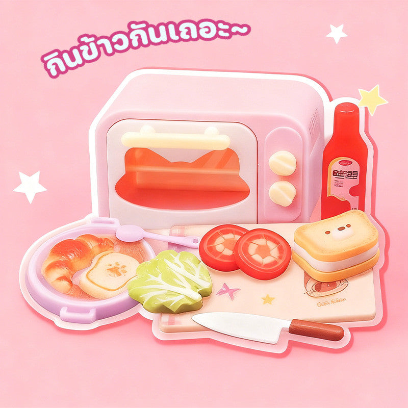 Miniature pretend kitchen set, pretend play toys, electric rice cooker, oven, coffee machine, kitchen toys.