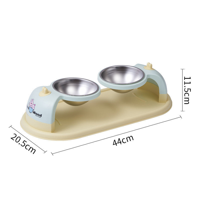 Dopamine Cat Bowl with 2 Compartments, Stainless Steel, Non-slip Base, Easy to Clean