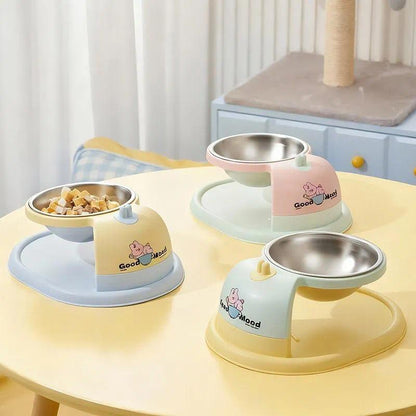 Dopamine Cat Bowl with 2 Compartments, Stainless Steel, Non-slip Base, Easy to Clean