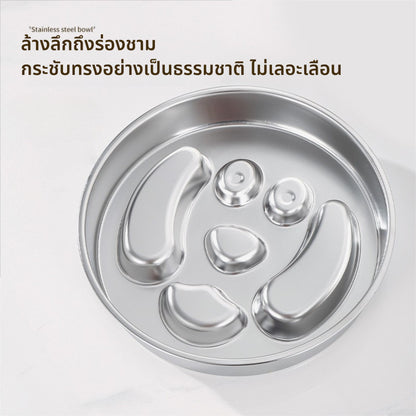 ชามสแตนเลสสำหรับสัตว์เลี้ยง ชามอาหารช้า ชามสุนัข ทั้งสองด้านสามารถใช้งานได้ ทนทาน 2in1