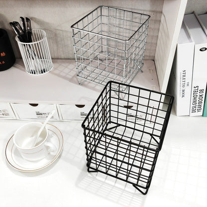 ชั้นวางของในห้องน้ำ ตะกร้าเก็บของ แบบพกพา อเนกประสงค์ ทรงสี่เหลี่ยม ตะกร้าเหล็ก ประหยัดพื้นที่