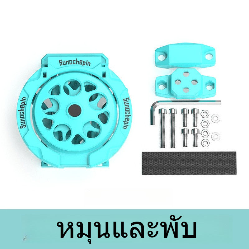 ที่วางแก้วน้ำแบบพับได้หมุนได้สำหรับมอเตอร์ไซค์ พร้อมขายึดสำหรับติดตั้งบนแฮนด์