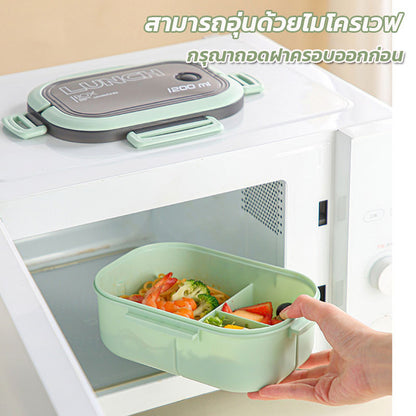 กล่องข้าว กล่องอาหารกลางวัน การปิดผนึกที่ดี  ด้ามจับแบบพกพา สามารถอุ่นด้วยไมโครเวฟ 3 ช่อง
