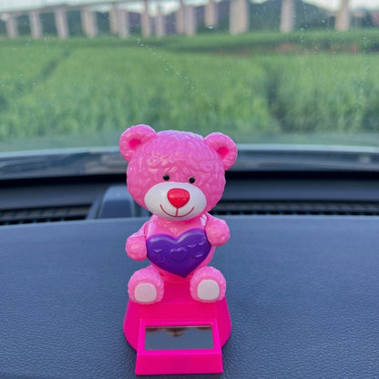 ตุ๊กตาหน้ารถ พลังงานแสงอาทิตย์ หมีน้อยน่ารัก ร่างกายจะแกว่ง ตกแต่งคอนโซล ตกแต่งรถยนต์