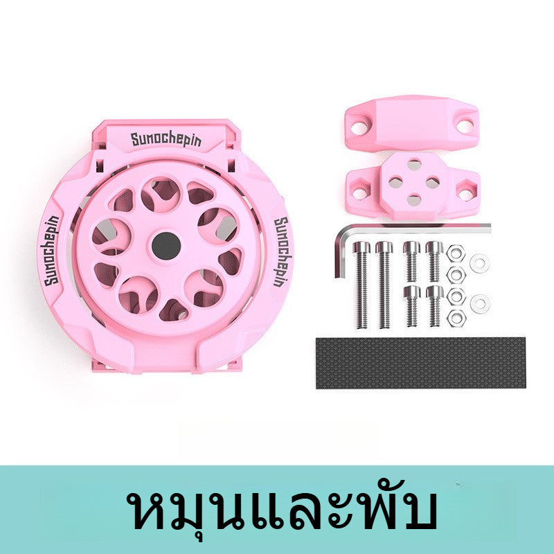 ที่วางแก้วน้ำแบบพับได้หมุนได้สำหรับมอเตอร์ไซค์ พร้อมขายึดสำหรับติดตั้งบนแฮนด์